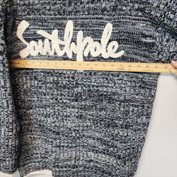 Southpole Sweater Size M Blue Gray Big Logo Heavyweight Baggy Vintage 90s Y2K - Picture 11 of 11